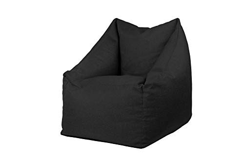 chilly pilley Sitzsack Sitzkissen Bodenkissen Sessel Gartenkissen mit Rückenlehne Sitz (Schwarz) von chilly pilley