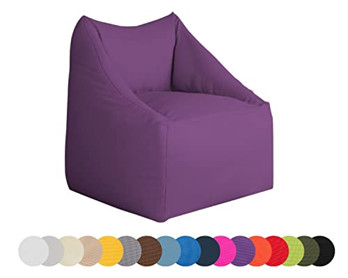 chilly pilley Sitzsack wasserdicht Sitzkissen Bodenkissen Sessel Gartenkissen mit Rückenlehne Sitz (Violett) von chilly pilley