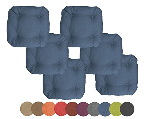 chilly pilley Stuhlkissen mit Schlaufen Set Gesteppt Küche Kissen viele Größen Stuhlauflage Stuhlpolster Dekokissen viele Farben (6X Kissen 45x45. Blau) von chilly pilley