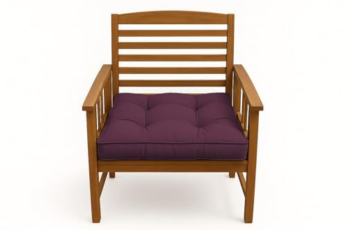 chilly pilley Stuhlkissen mit Tragegriff Gesteppt Stuhlauflage Stuhlpolster viele Farben und Größe Gartenkissen Küche Garten Kissen (2X Kissen 50 x 50, Violett) von chilly pilley