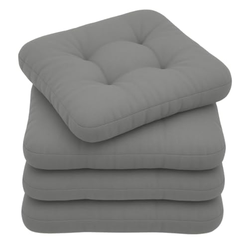 chilly pilley Stuhlkissen wasserdichte mit Bänder Stuhlauflage Stuhlauflage Stuhlpolster Gesteppt Indoor Outdoor viele Farben (Grau, 45 x 45 cm 4er Set) von chilly pilley