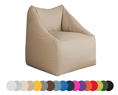 chilly pilley mini Sitzsack wasserdicht Sitzkissen Bodenkissen Sessel Gartenkissen mit Rückenlehne Sitz (Beige) von chilly pilley