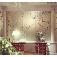 Pflaumenblüte Auf Champagner-Metallic-Tapete - Listenpreis Für 1 Panel von chinoiseriedecor