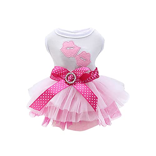 Hund Tutu Rock Fliege Hut Set Pet Frühling Sommer Atmungsaktiver Rock Hund Katze Kleidung Kleiner Hund Rock Chihuahua (Pink, S) von chiphop