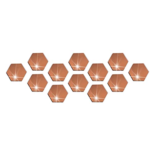 chiphop Spiegelherz Hexagon Acryl Spiegel DIY Wandaufkleber 3D Stereo Home Decor mit Klebstoff Magnetische Farbe Türkis (Rose Gold, One Size) von chiphop