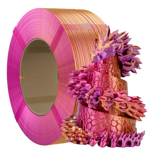 Chitu Systems 3D-Drucker Filament Nachfüllung ohne Spule 1,75 mm, Silk Tri-Color Rot Gold Lila 1 kg Geeignet für Bambu Lab Wiederverwendbare Spule von chitu systems