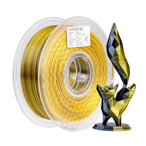 Chitu Systems Conjure Silk PLA 3D Drucker Filament, 1.75mm Dual Color Filament, Silk Schwarz Gold 3D Druck Filament 1KG/2.2lb (B-Seide PLA-Schwarz+Gold 1kg) von chitu systems