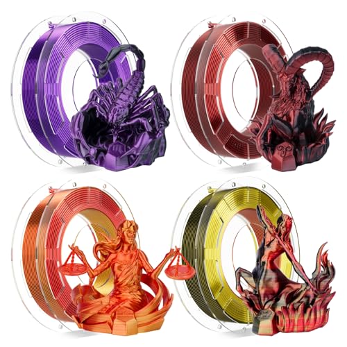 Chitu Systems Conjure Silk PLA 3D Drucker Filament, 1.75mm Dual Color Filament, Silk Rot Blau 3D Druck Filament 4x200g (B-Silk PLA-4 in 1 Paket 2 4x200g) von chitu systems