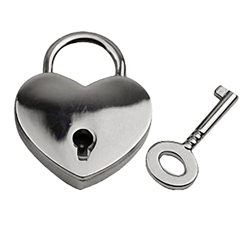 Vorhängeschloss Und Schlüsselsatz Aus Aluminium, Herzform, 25x6,5x33mm, Silberfarben von chiwanji