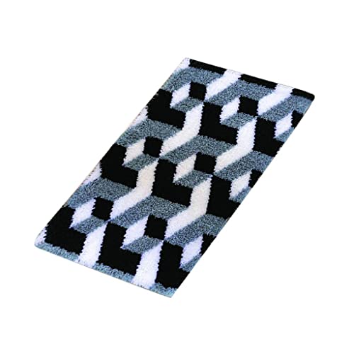 chiwanji Formteppich Knüpfteppich Knüpfset Knüpfpackung zum Selber Knüpfen Teppich, Erwachsene oder Anfänger, Groß Latch Hook Rug 80x50 cm, Schwarzweiss-Streifen von chiwanji