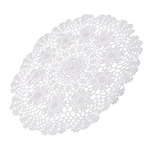 chiwanji Häkeldeckchen Spitzendeckchen Tischdecke Weiss Handarbeit, Weiß, 40 cm von chiwanji