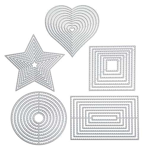 5 Stück Stanzschablone Geometrisch Set Stanzformen Quadratisch Rechteckig Kreis Stern Herz Rahmen Schneiden Prägeschablonen Prägung Schablone Stanzschablonen für Scrapbooking Album Karten Basteln von cholinchin