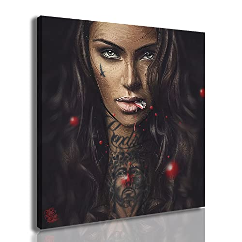 Abstract Cool Sexy Mädchen Tattoo Bilder Pop Art Moderne Leinwand Malerei Poster Und Drucke Wohnkultur Bilder Für Schlafzimmer Wohnzimmer Wandkunst Fertig zum Aufhängen (Mit Rahmen-B, 20x20inch) von chongjian