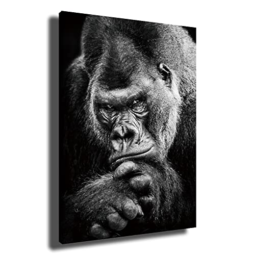 Bilder auf Leinwand Abstrakter Rauchender Gorilla Affe Lustiges Tierbild Poster und Drucke Wandkunst Malerei Für Wohnzimmer Tier Leinwand Malerei Moderne Dekoration (Mit Rahmen-B, 16x24inch) von chongjian