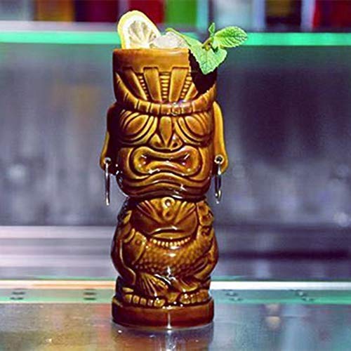 Tiki Mugs Cocktailbecher, Keramik, Tiki-Becher, hawaiianisches Design, für Cocktails und Luau-Partys, tolle Geschenkidee für Zuhause (400 ml) von chongjian