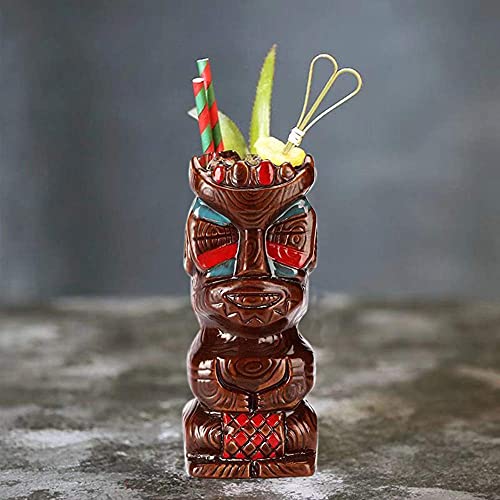 Tiki Tiki Tiki Tiki Becher Cocktailbecher aus Keramik, hawaiianische Partytassen, süße, exotische Cocktailgläser – Tiki Bar, professionelle Hawaii-Party-Barware von chongjian