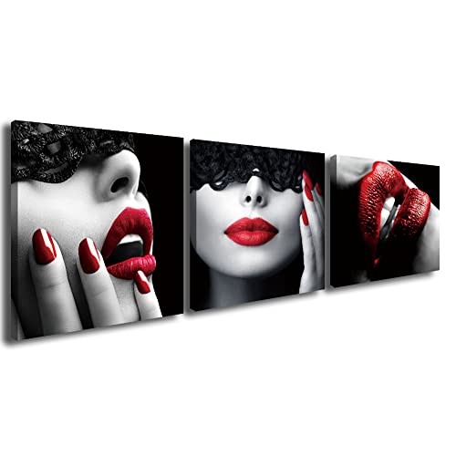 chongjian Moderne Sexy Roten Lippen Frau Leinwand Gemälde Kunstplakate Und Drucke Wandkunst Leinwand Bilder für Wohnzimmer Home Decor Bild (Kein Rahmen-A, 20x20inch) von chongjian