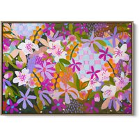 Bunte Botanicals Lilien Blumen Vichykaro - Leinwand Kunstdruck Gerahmt von christabelhart