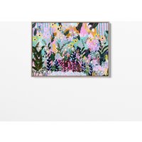 Bunte Wildblumen Garten Landschaft - Leinwand Kunstdruck Gerahmt von christabelhart