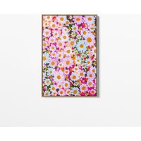 Rosa Gänseblümchen Landschaft - Leinwand Kunstdruck Gerahmt von christabelhart