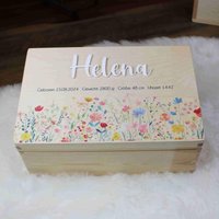 Erinnerungsbox "Bunte Blumenwiese" Aus Holz Mit 3D-Effekt Personalisiert Name 2657 Erinnerungsbox "Bunte Blumenwiese" Aus Holz Mit 3D-Effekt Personalisiert Name 2657 von christkerzen