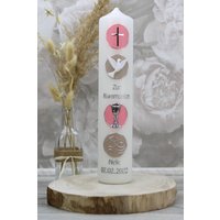 Kommunionkerze Nele Junge Oder Mädchen Mit Name Und Datum, Individuell Handverziert 1057 von christkerzen