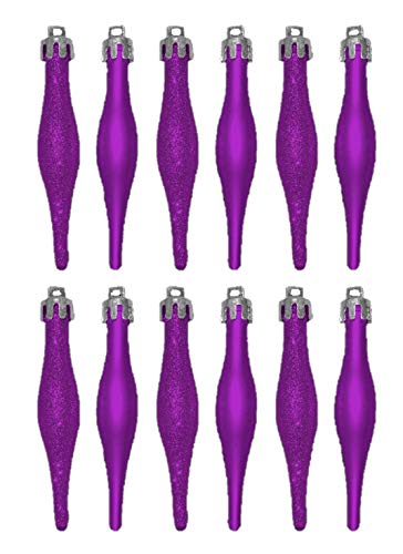 Toyland 12 x 9cm lila Glitter + Matt Droplet Christbaumschmuck von Toyland