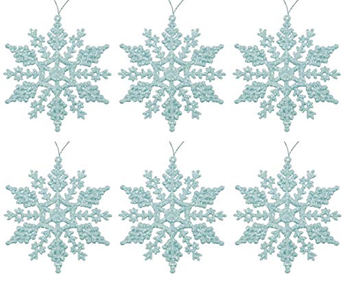 Toyland Glitzernde hängende Schneeflockendekorationen für Weihnachtsbäume 6er-Pack Silber Blau von Toyland