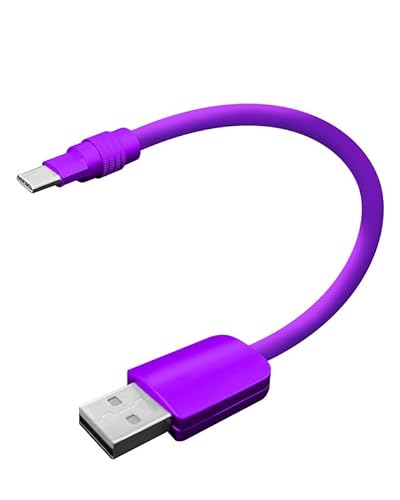 chubbycable Cute Chubby – Powerbank-freundliches Kabel, langlebiges Schnellladekabel, kurzes USB-C-Kabel, Handys, Tablets, ultradickes Silikon-Ladegerät, lila + lila, USB-A auf Typ-C, 0,1 m von chubbycable