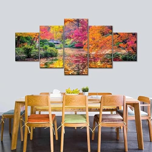 chyongshan-Leinwand Wandkunst Dekoration Druck Poster Foto 5 Stück Moderne LeinwandHerbstfarbenWohnzimmer und Schlafzimmer Heimdekoration Geschenke Malerei Kunst Foto60 x40 von chyongshan