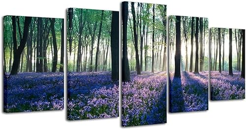 chyongshan-Leinwand Wandkunst Dekoration Druck Poster Foto 5 Stück Moderne LeinwandLavendelblumenWohnzimmer und Schlafzimmer Heimdekoration Geschenke Malerei Kunst Foto60 x40 von chyongshan