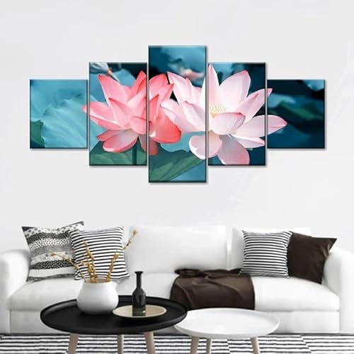 chyongshan-Leinwand Wandkunst Dekoration Druck Poster Foto 5 Stück Moderne LeinwandLotusblumenWohnzimmer und Schlafzimmer Heimdekoration Geschenke Malerei Kunst Foto60 x40 von chyongshan