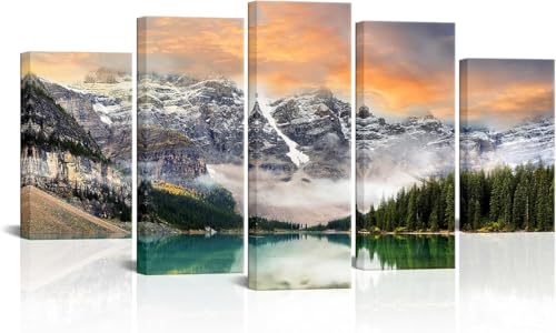chyongshan-Leinwand Wandkunst Dekoration Druck Poster Foto 5 Stück Moderne LeinwandNaturlandschaftWohnzimmer und Schlafzimmer Heimdekoration Geschenke Malerei Kunst Foto60 x40 von chyongshan
