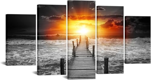 chyongshan-Leinwand Wandkunst Dekoration Druck Poster Foto 5 Stück Moderne LeinwandSonnenuntergangWohnzimmer und Schlafzimmer Heimdekoration Geschenke Malerei Kunst Foto60 x40 von chyongshan