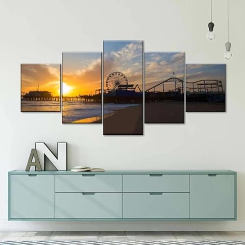 chyongshan-Leinwand Wandkunst Dekoration Druck Poster Foto 5 Stück Moderne LeinwandStrandWohnzimmer und Schlafzimmer Heimdekoration Geschenke Malerei Kunst Foto60 x40 von chyongshan