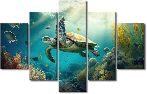 chyongshan-Leinwand Wandkunst Dekoration Druck Poster Foto 5 Stück Moderne LeinwandTierschildkrötenWohnzimmer und Schlafzimmer Heimdekoration Geschenke Malerei Kunst Foto60 x40 von chyongshan