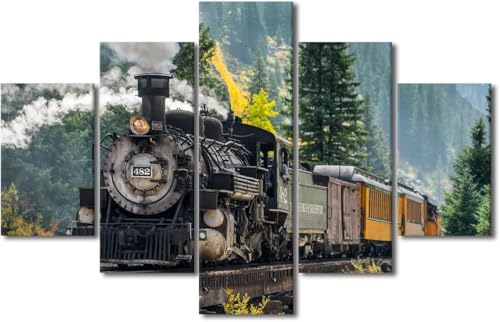 chyongshan-Leinwand Wandkunst Dekoration Druck Poster Foto 5 Stück Moderne LeinwandZugWohnzimmer und Schlafzimmer Heimdekoration Geschenke Malerei Kunst Foto60 x40 von chyongshan