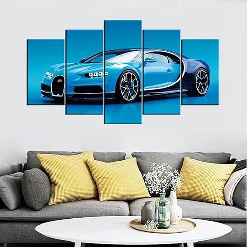 chyongshan-Leinwand Wandkunst Dekoration Druck Poster Foto5 Stück Moderne LeinwandBlauer SuperwagenWohnzimmer und Schlafzimmer Heimdekoration Geschenke Malerei Kunst Foto40 x22 von chyongshan