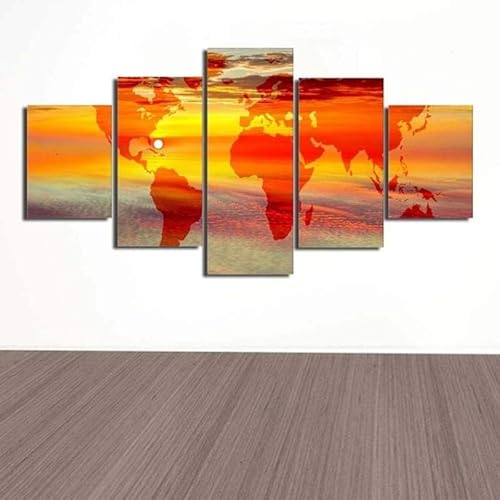 chyongshan-Leinwand Wandkunst Dekoration Druck Poster Foto5 Stück Moderne LeinwandKarte und SonneWohnzimmer und Schlafzimmer Heimdekoration Geschenke Malerei Kunst Foto40 x22 von chyongshan