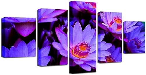 chyongshan-Leinwand Wandkunst Dekoration Druck Poster Foto5 Stück Moderne LeinwandLila BlumenWohnzimmer und Schlafzimmer Heimdekoration Geschenke Malerei Kunst Foto40 x22 von chyongshan