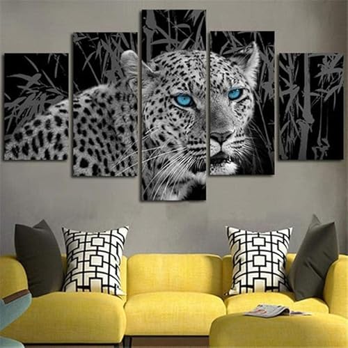 chyongshan-Leinwand Wandkunst Dekoration Druck Poster Foto5 Stück Moderne LeinwandPanther TiereWohnzimmer und Schlafzimmer Heimdekoration Geschenke Malerei Kunst Foto40 x22 von chyongshan
