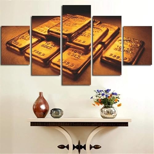 chyongshan-Leinwand Wandkunst Dekoration Druck Poster Foto5 Stück Moderne LeinwandReichtum GoldWohnzimmer und Schlafzimmer Heimdekoration Geschenke Malerei Kunst Foto40 x22 von chyongshan
