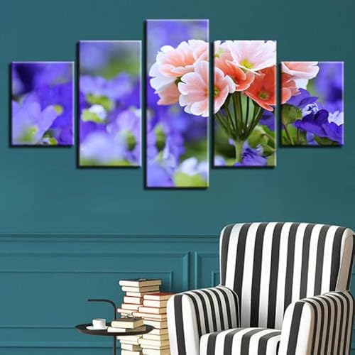 chyongshan-Leinwand Wandkunst Dekoration Druck Poster Foto5 Stück Moderne LeinwandRosa BlumenWohnzimmer und Schlafzimmer Heimdekoration Geschenke Malerei Kunst Foto40 x22 von chyongshan