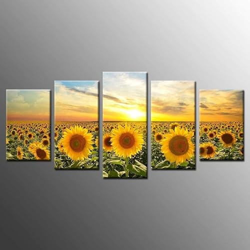 chyongshan-Leinwand Wandkunst Dekoration Druck Poster Foto5 Stück Moderne LeinwandSonnenblumen und SonneWohnzimmer und Schlafzimmer Heimdekoration Geschenke Malerei Kunst Foto40 x22 von chyongshan