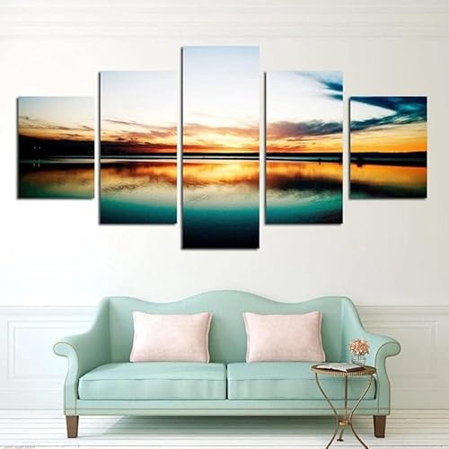 chyongshan-Leinwand Wandkunst Dekoration Druck Poster Foto5 Stück Moderne LeinwandSonnenuntergang LandschaftWohnzimmer und Schlafzimmer Heimdekoration Geschenke Malerei Kunst Foto40 x22 von chyongshan