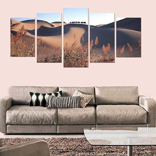 chyongshan-Leinwand Wandkunst Dekoration Druck Poster Foto5 Stück Moderne LeinwandWüstenkameleWohnzimmer und Schlafzimmer Heimdekoration Geschenke Malerei Kunst Foto40 x22 von chyongshan