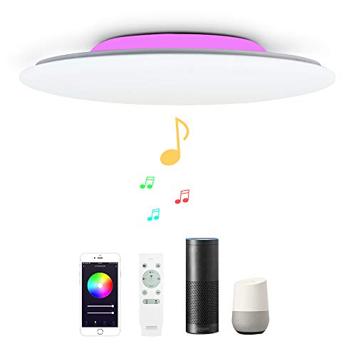 40CM 36W WIFI Musik Led Deckenleuchte Kompatibel Mit Amazon Alexa Google Home deckenlampe Mit bluetooth lautsprecher, RGB Farbwechsel Und fernbedienung Innenbeleuchtung Dimmbar Für Schlafzimme von chysongoods