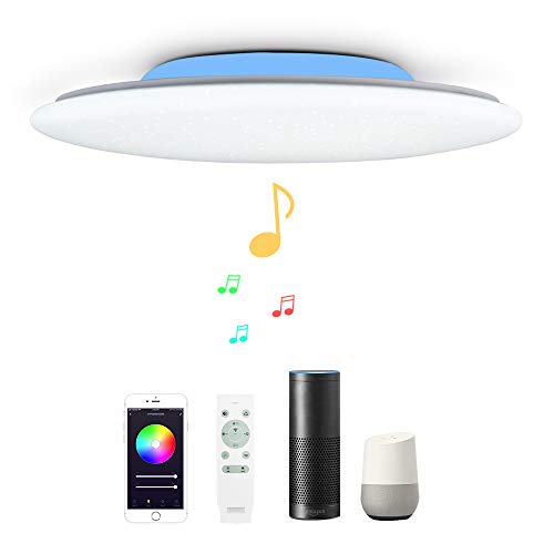 50CM 48W Sternenhimmel WIFI Musik Led Deckenleuchte Kompatibel Mit Amazon Alexa Google Home deckenlampe Mit bluetooth lautsprecher, RGB Farbwechsel Und fernbedienung Dimmbar Für Schlafzimme von chysongoods