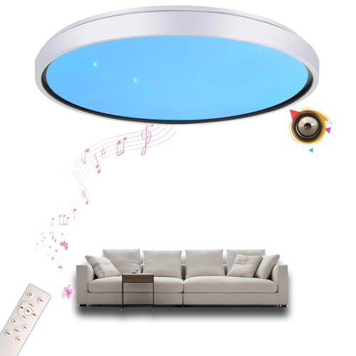 chysongoods-BK LED Musik Deckenleuchte mit Bluetooth Lautsprecher Φ40cm 45W Sprach und APP-Steuerung Kompatibel Mit Alexa/Google Home RGB Farbwechsel Dimmbare Farbanpassung mit Fernbedienung von chysongoods