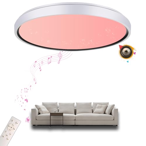 chysongoods-BK LED Musik Deckenleuchte mit Bluetooth Lautsprecher Φ50cm 55W Sprach und APP-Steuerung Kompatibel Mit Alexa/Google Home RGB Farbwechsel Dimmbare Farbanpassung mit Fernbedienung von chysongoods